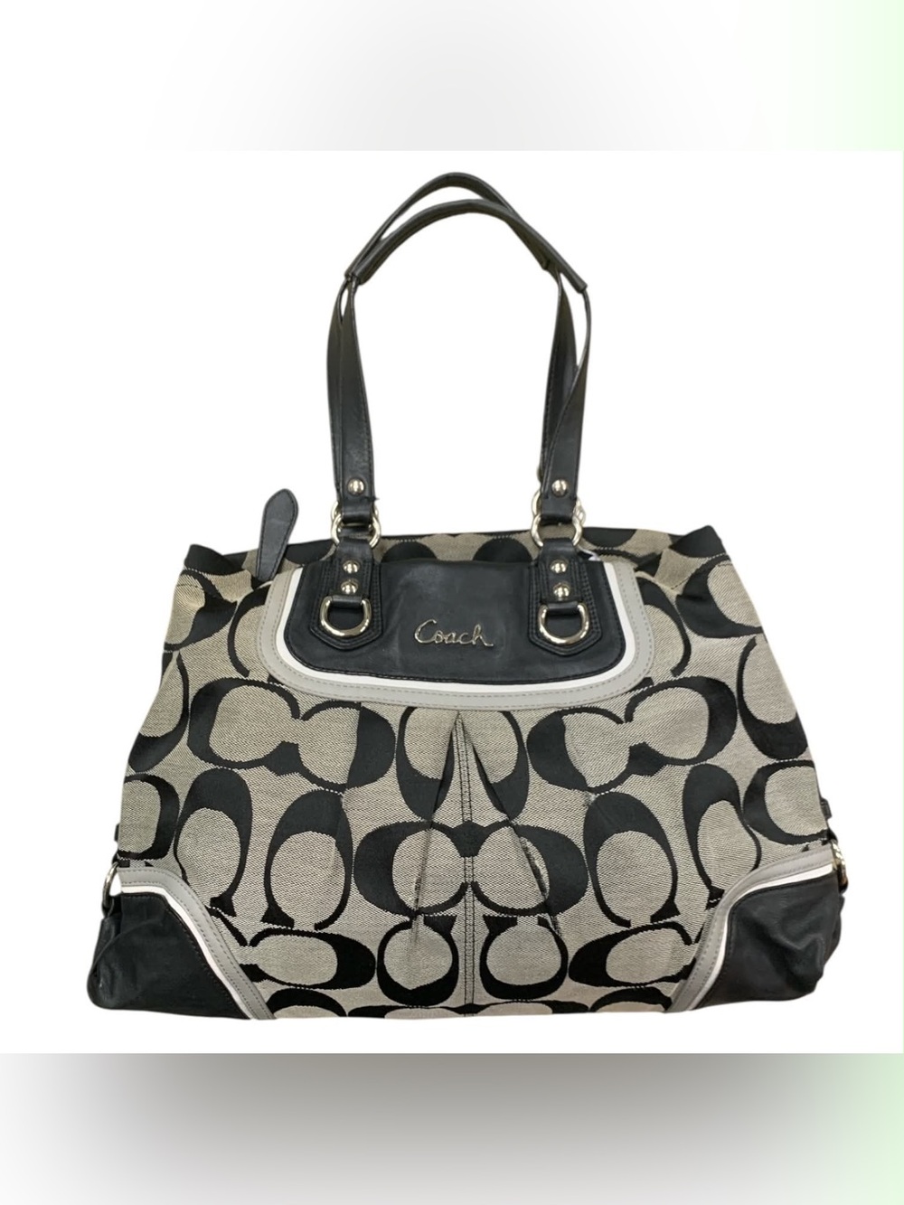 Coach Asis Canvas Logo Tote in Black and Cream